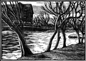 wood-engraving original print: November for Time and Tide calendar